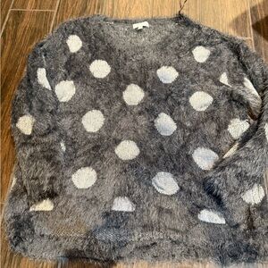 Gray Polka Dot Fuzzy Sweater